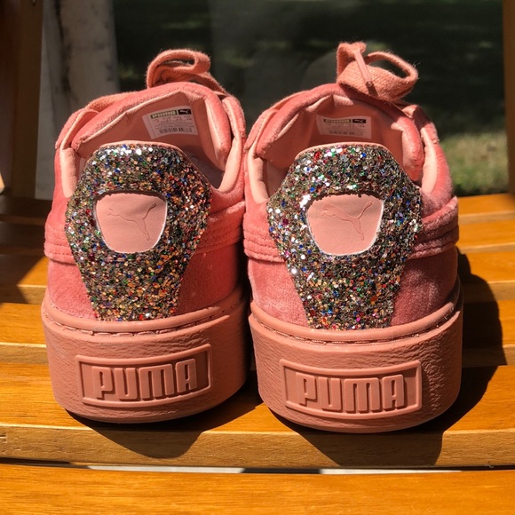 puma pink velvet shoes